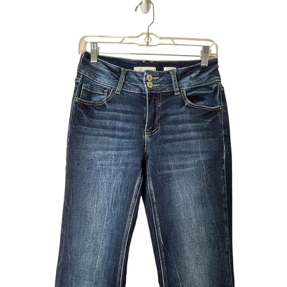 KanCan Mid Rise Super Flare Dark Wash Denim Jeans Sz 25 Blue Y2K - Picture 3 of 15